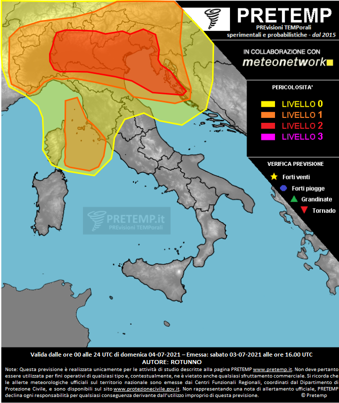 Mappa previsione del 04 luglio 2021