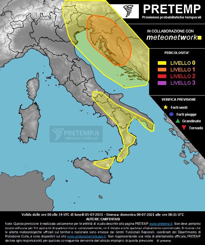 Mappa previsione del 05 luglio 2021