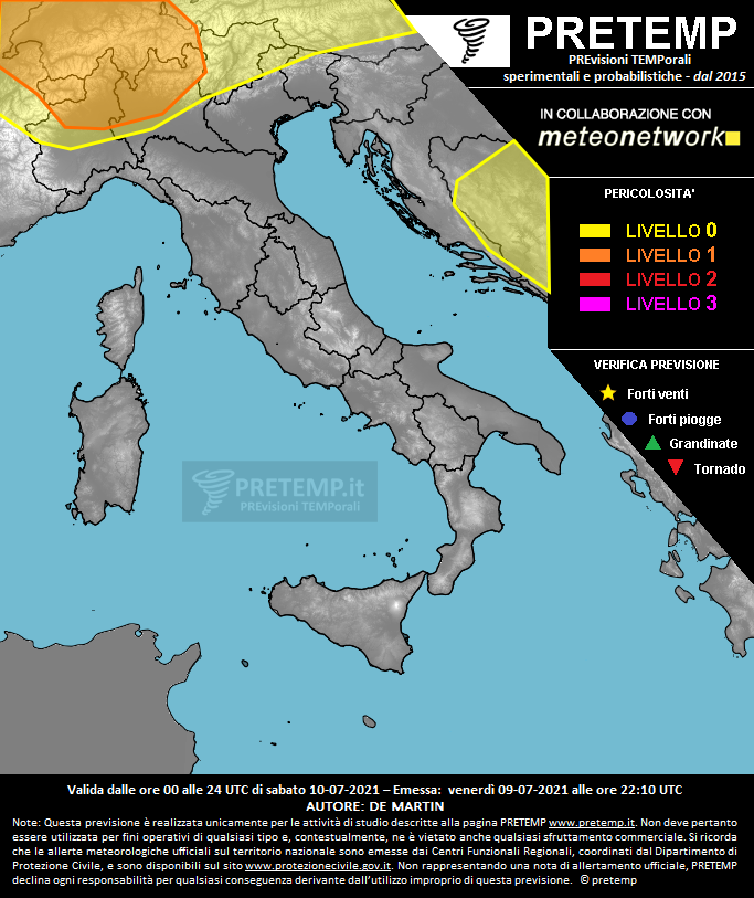Mappa previsione del 10 luglio 2021