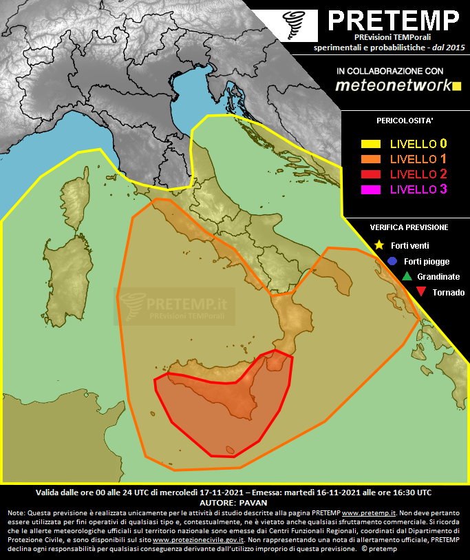 Mappa previsione del 17 novembre 2021