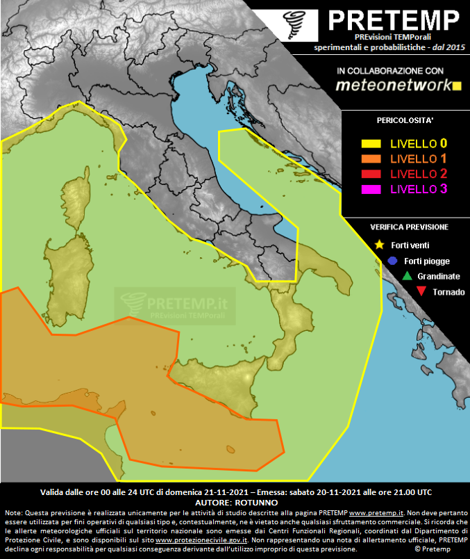 Mappa previsione del 21 novembre 2021