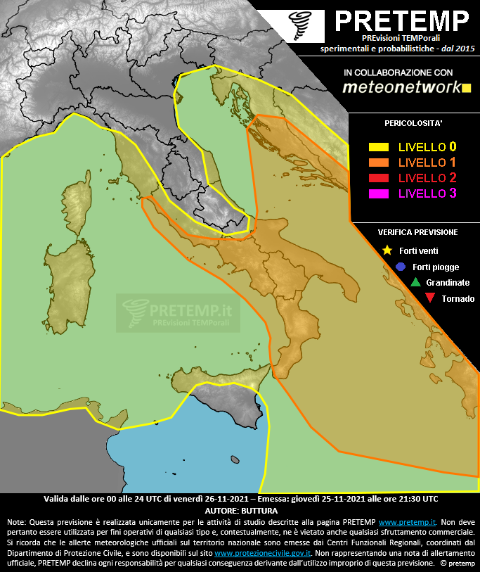 Mappa previsione del 26 novembre 2021