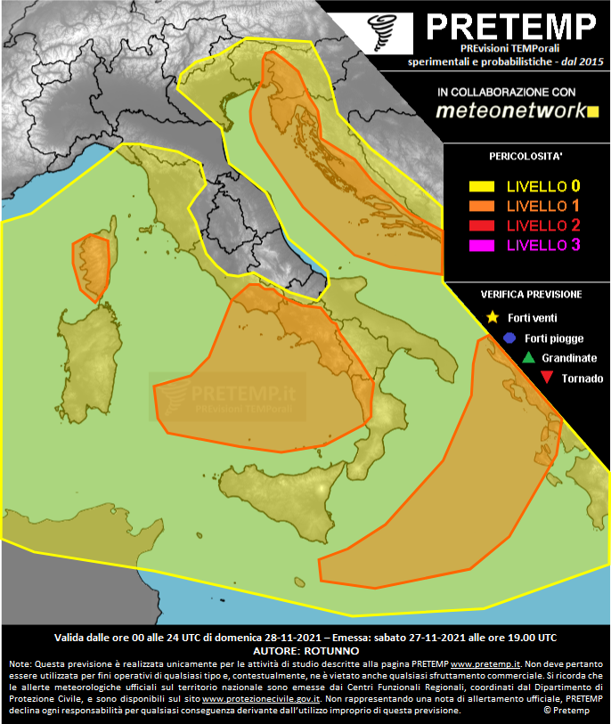 Mappa previsione del 28 novembre 2021