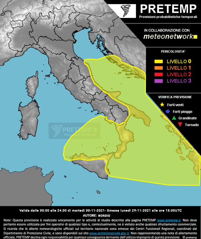 Mappa previsione del 30 novembre 2021