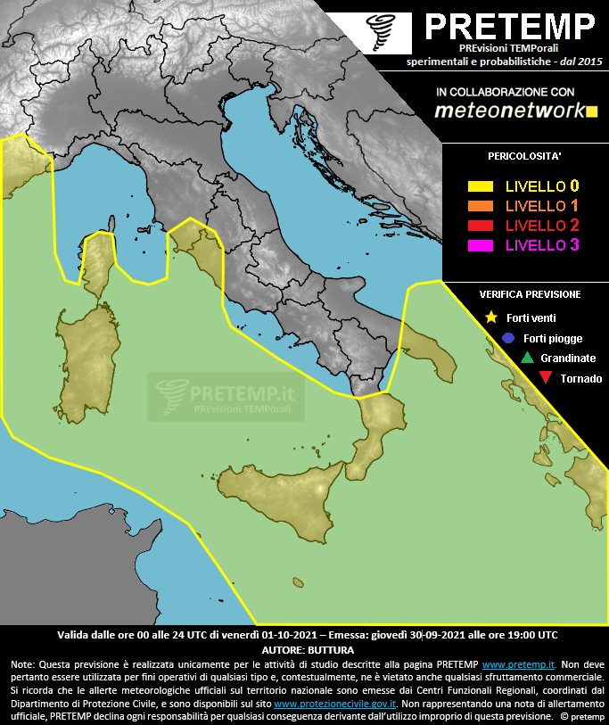 Mappa previsione del 01 ottobre 2021