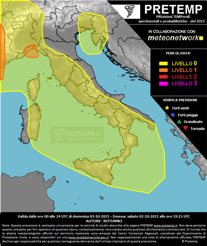 Mappa previsione del 03 ottobre 2021
