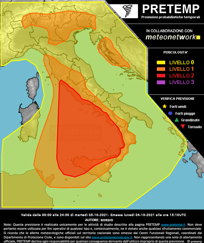 Mappa previsione del 05 ottobre 2021