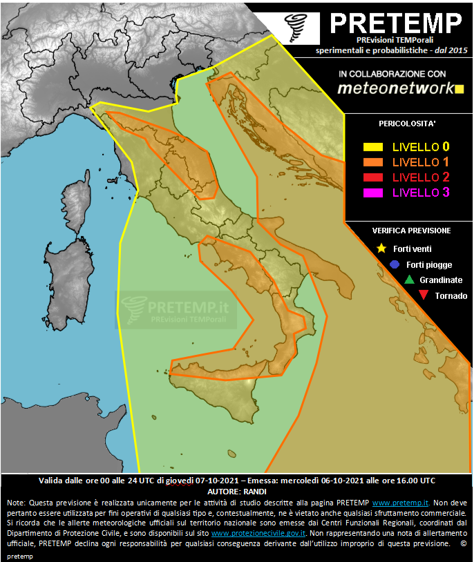 Mappa previsione del 07 ottobre 2021