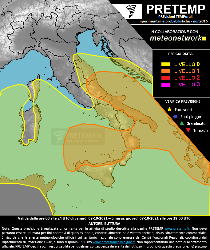 Mappa previsione del 08 ottobre 2021