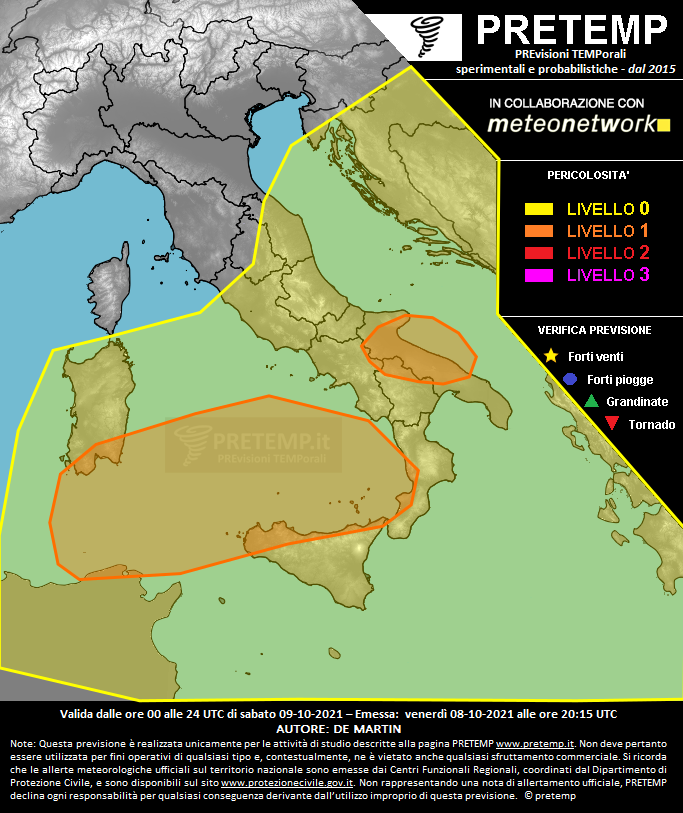 Mappa previsione del 09 ottobre 2021