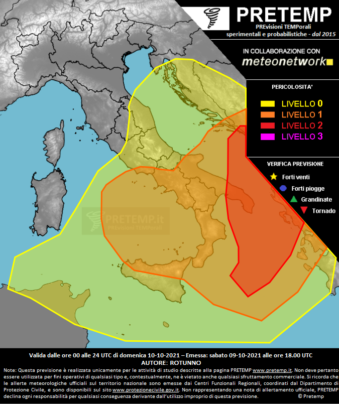 Mappa previsione del 10 ottobre 2021