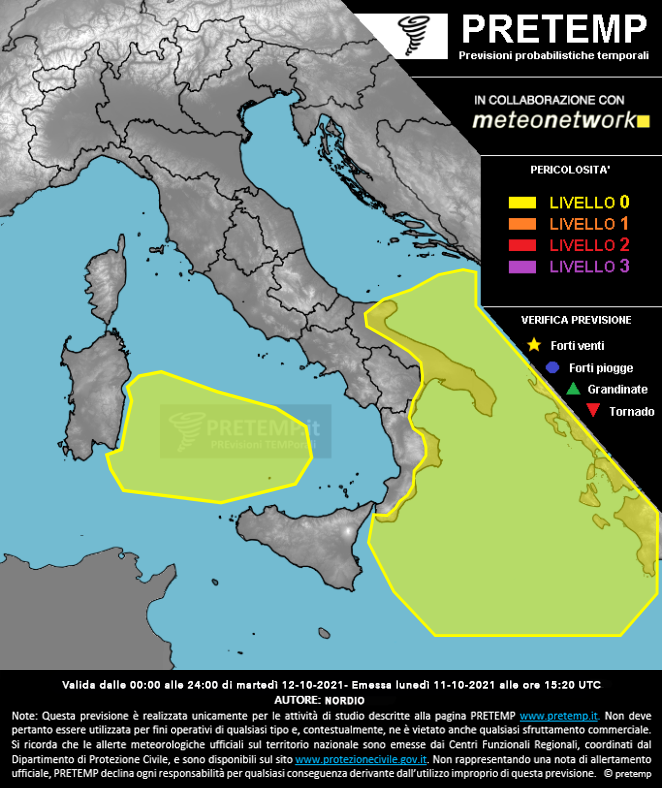 Mappa previsione del 12 ottobre 2021
