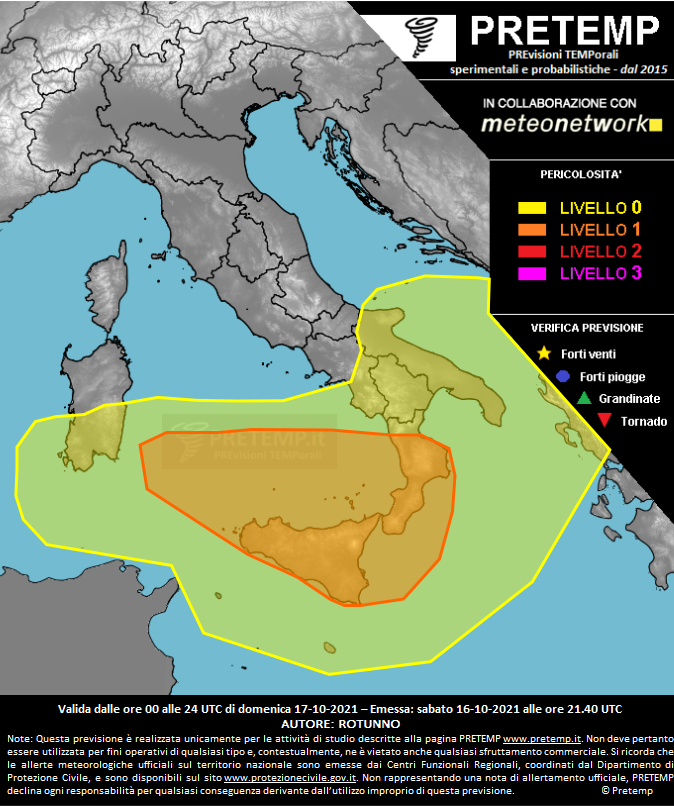 Mappa previsione del 17 ottobre 2021