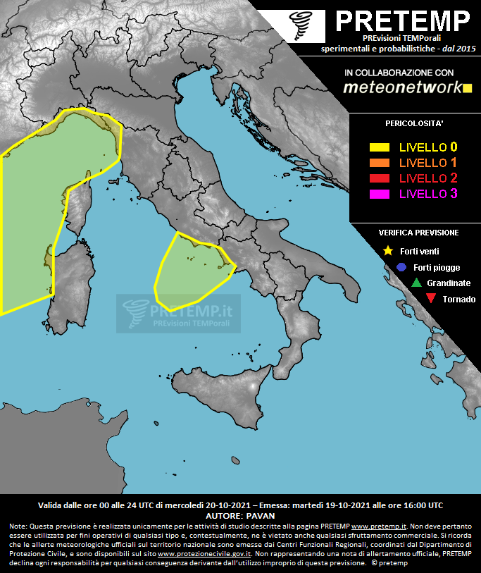 Mappa previsione del 20 ottobre 2021