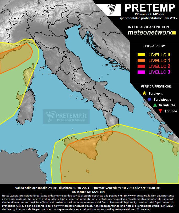 Mappa previsione del 30 ottobre 2021