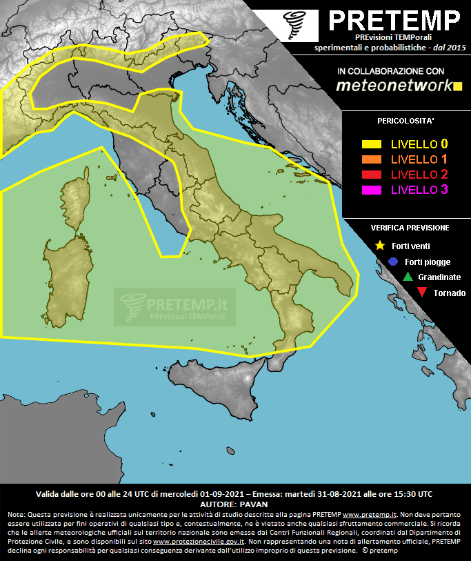 Mappa previsione del 01 settembre 2021
