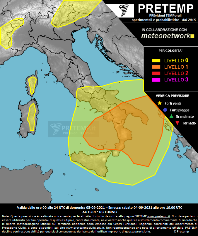 Mappa previsione del 05 settembre 2021