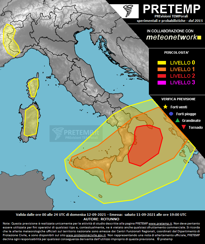 Mappa previsione del 12 settembre 2021