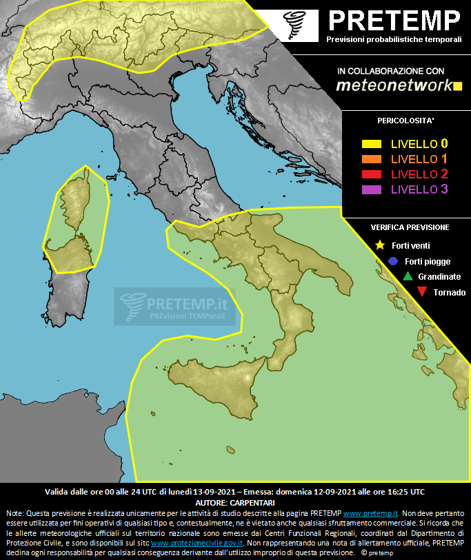 Mappa previsione del 13 settembre 2021