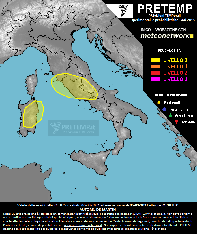 Mappa previsione del 06 marzo 2021