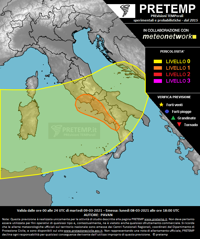 Mappa previsione del 09 marzo 2021