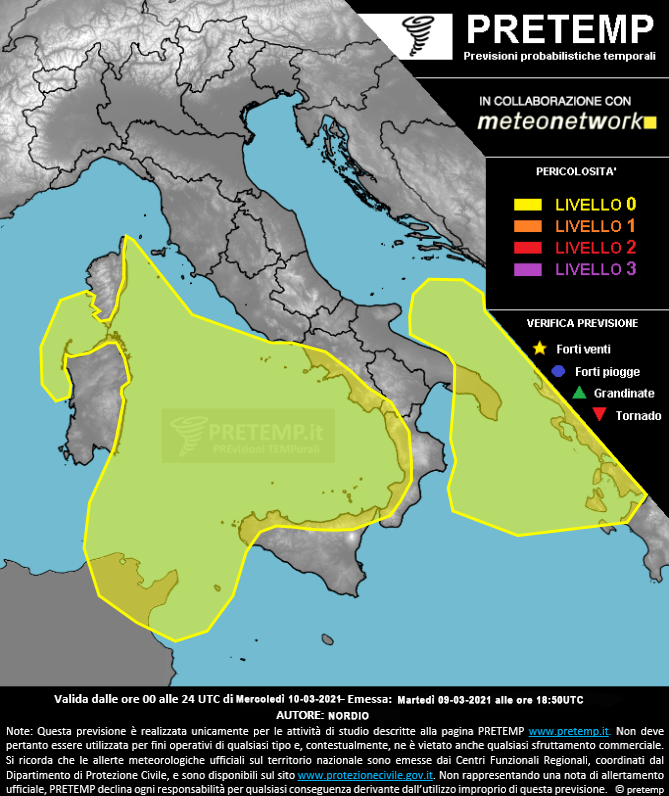 Mappa previsione del 10 marzo 2021