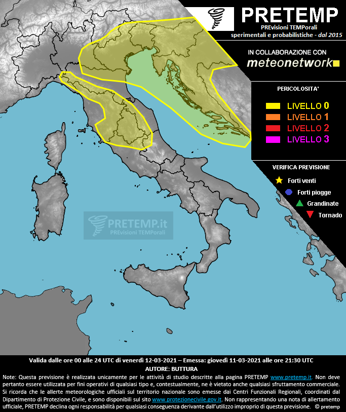 Mappa previsione del 12 marzo 2021