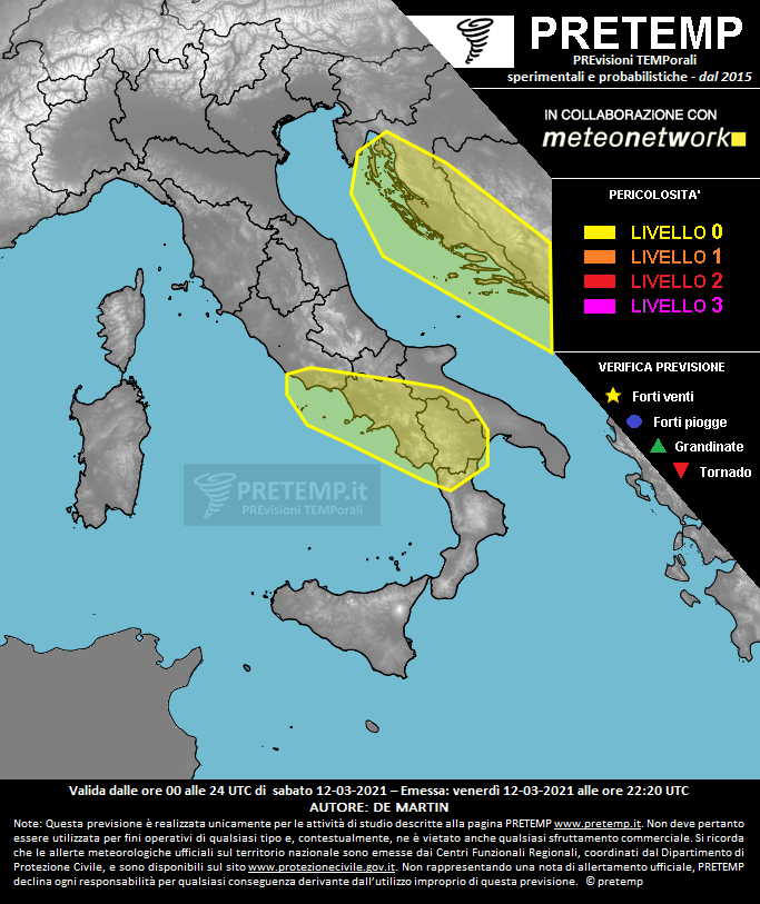 Mappa previsione del 13 marzo 2021