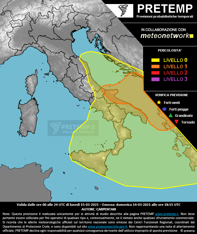 Mappa previsione del 15 marzo 2021