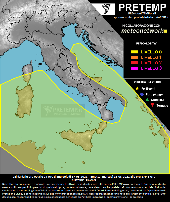 Mappa previsione del 17 marzo 2021
