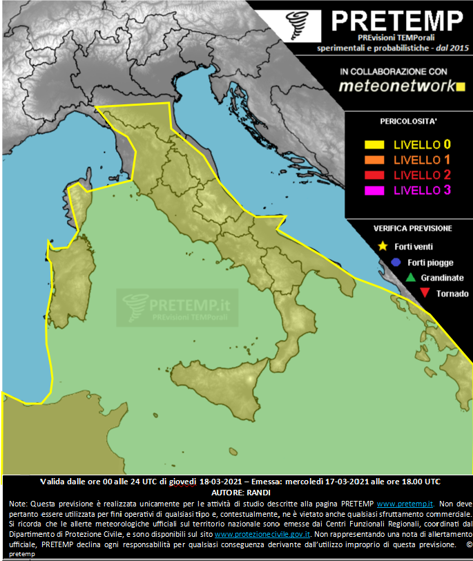 Mappa previsione del 18 marzo 2021