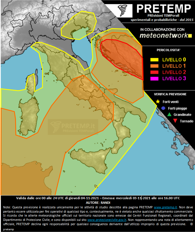Mappa previsione del 04 novembre 2021