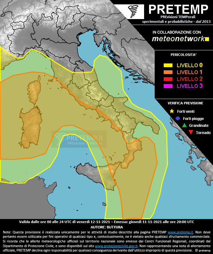 Mappa previsione del 12 novembre 2021
