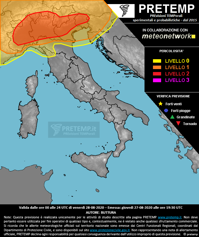 Mappa previsione del 28 agosto 2020