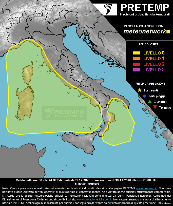 Mappa previsione del 01 dicembre 2020