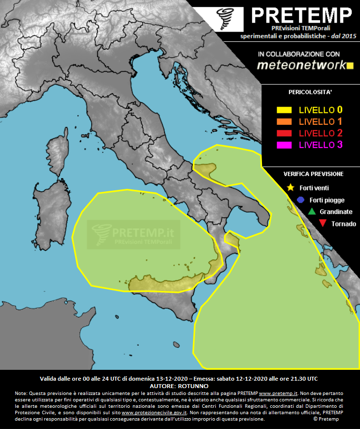 Mappa previsione del 13 dicembre 2020