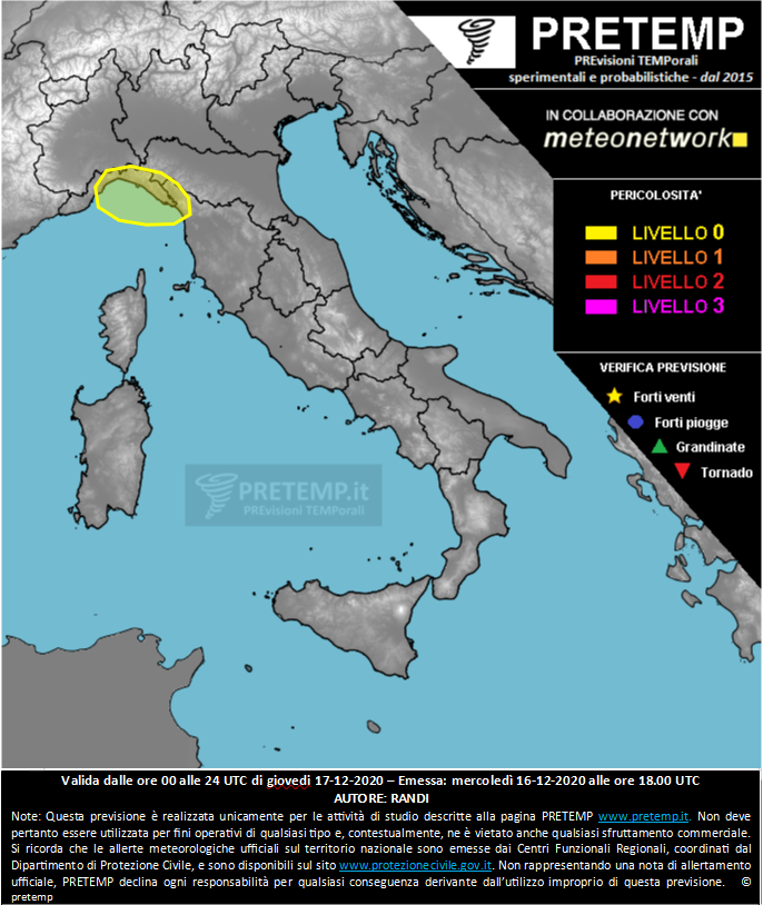 Mappa previsione del 17 dicembre 2020
