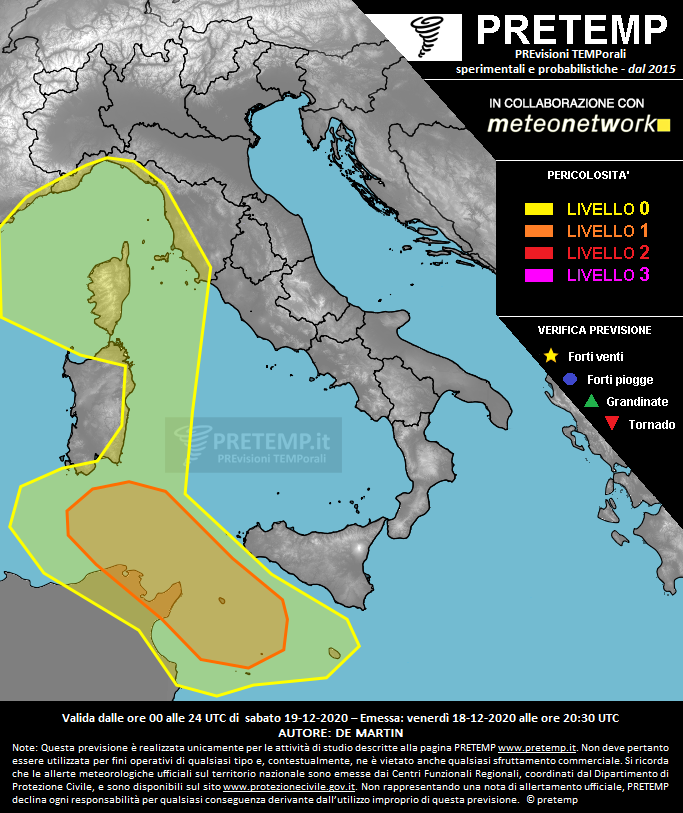 Mappa previsione del 19 dicembre 2020