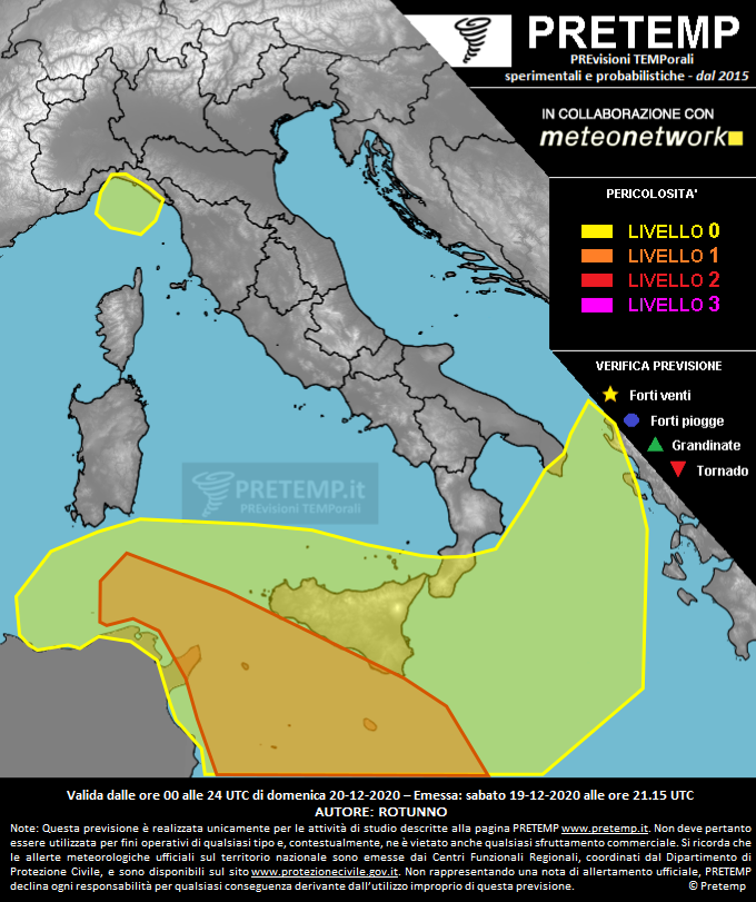 Mappa previsione del 20 dicembre 2020