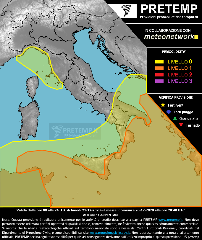 Mappa previsione del 21 dicembre 2020