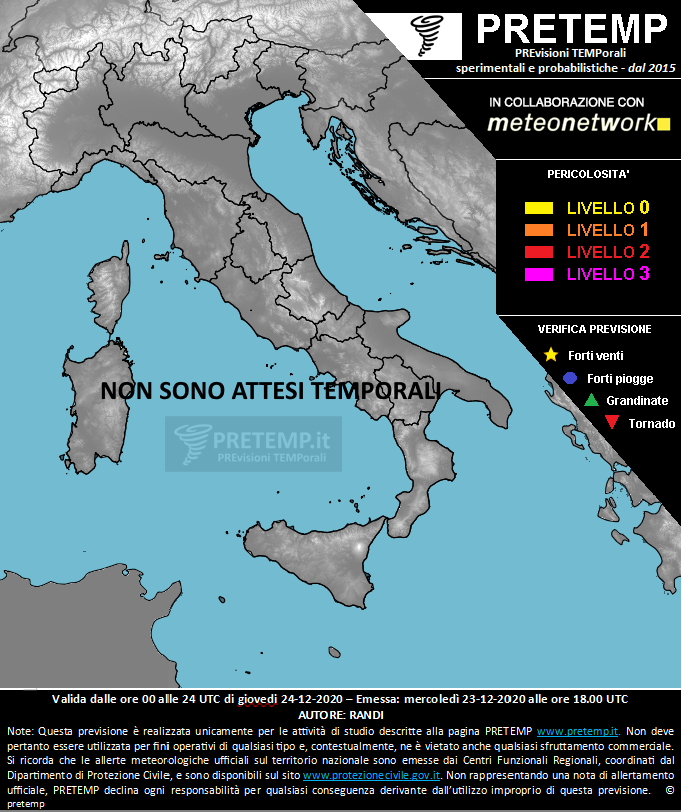 Mappa previsione del 24 dicembre 2020