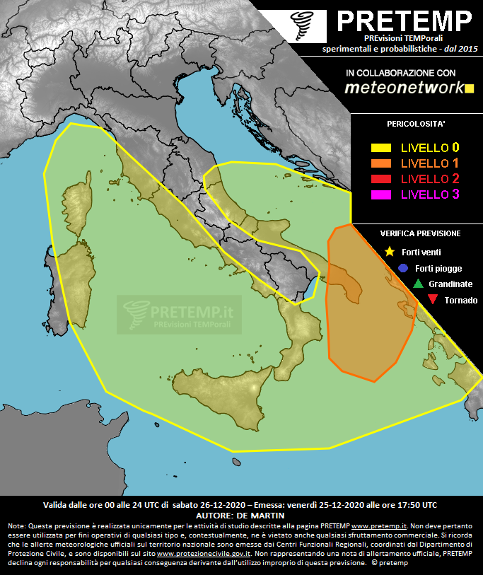 Mappa previsione del 26 dicembre 2020