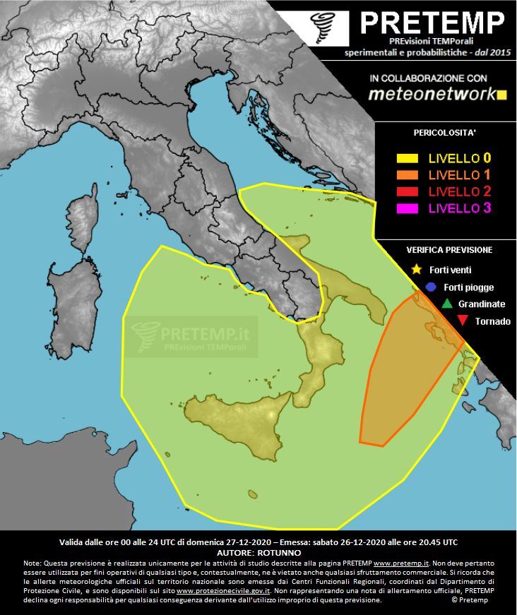 Mappa previsione del 27 dicembre 2020