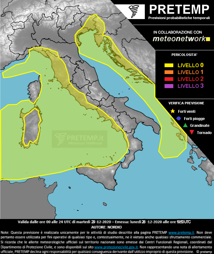 Mappa previsione del 29 dicembre 2020
