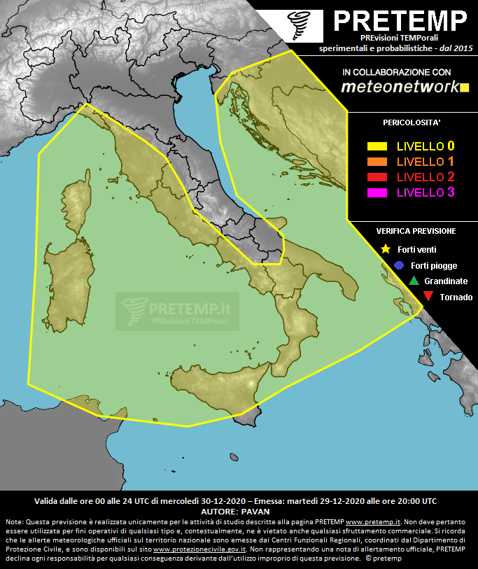 Mappa previsione del 30 dicembre 2020