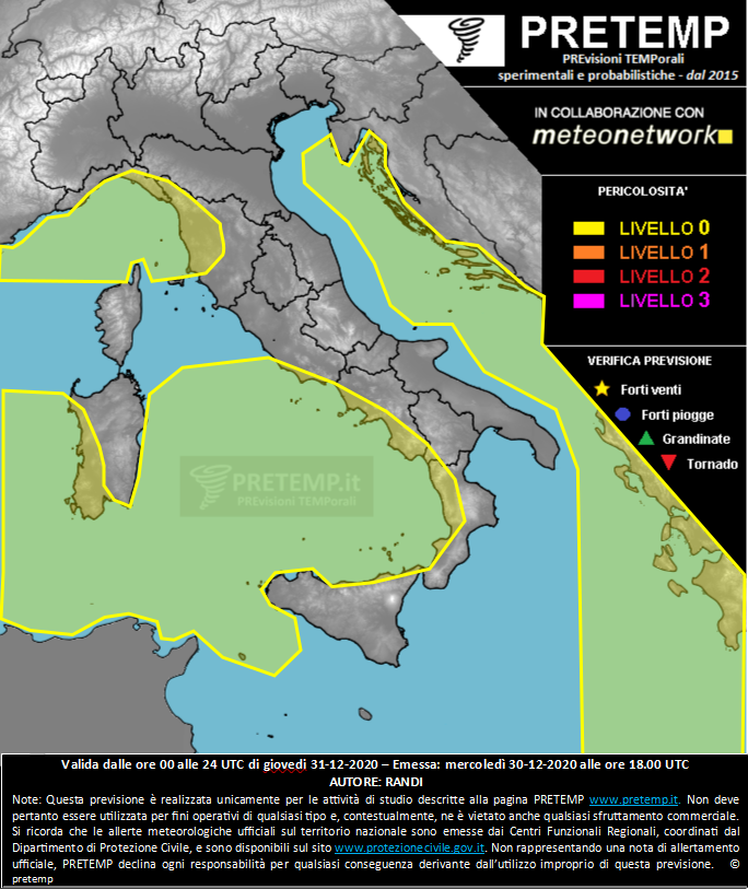 Mappa previsione del 31 dicembre 2020