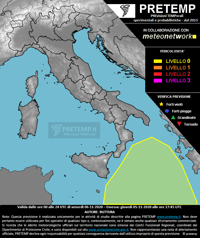 Mappa previsione del 06 novembre 2020
