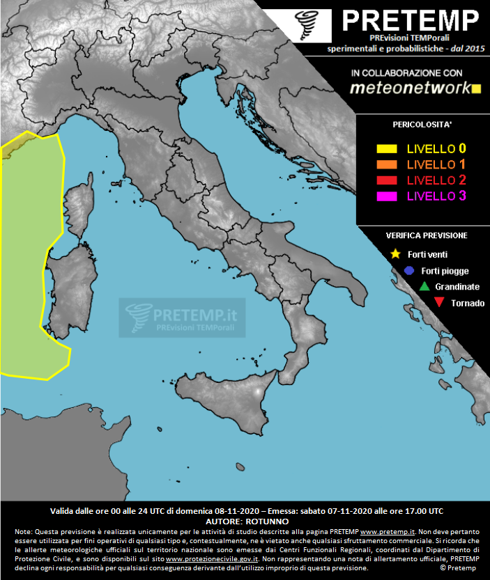 Mappa previsione del 08 novembre 2020