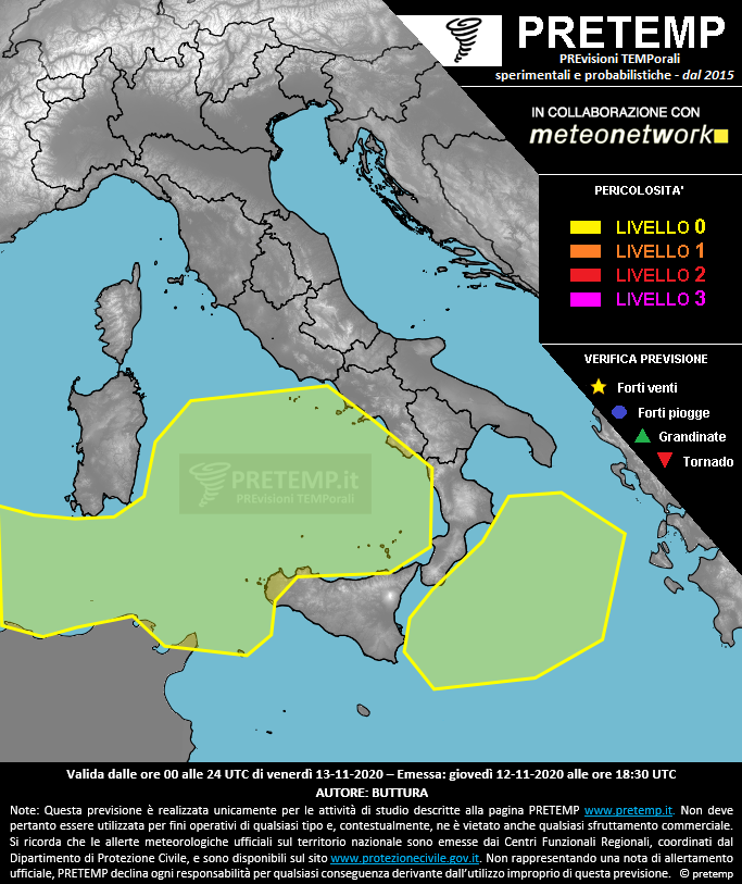 Mappa previsione del 13 novembre 2020