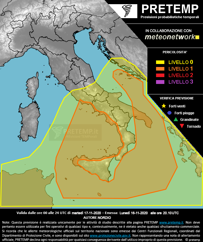 Mappa previsione del 17 novembre 2020